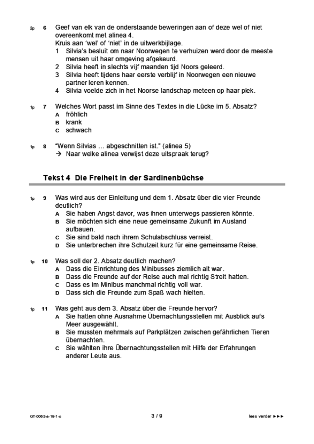 Opgaven examen VMBO GLTL Duits 2019, tijdvak 1. Pagina 3