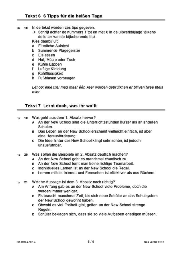 Opgaven examen VMBO GLTL Duits 2019, tijdvak 1. Pagina 5