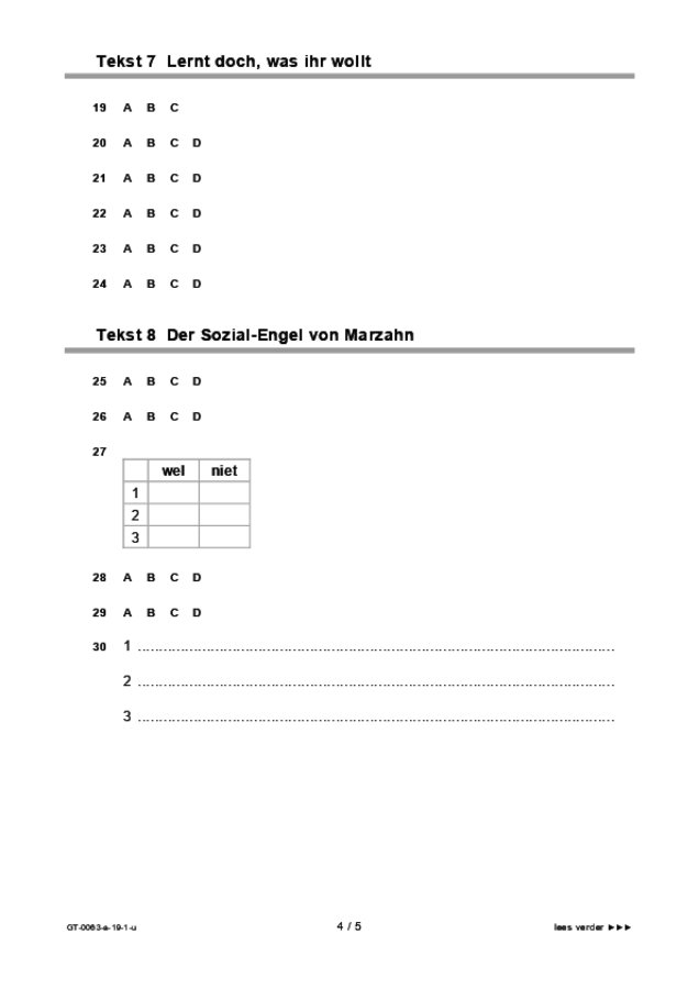 Uitwerkbijlage examen VMBO GLTL Duits 2019, tijdvak 1. Pagina 4