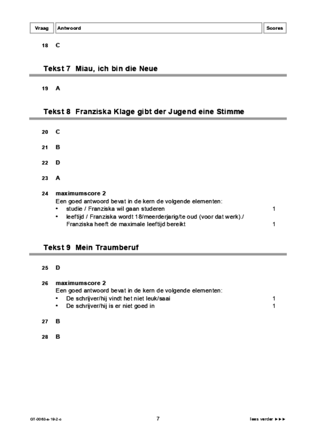 Correctievoorschrift examen VMBO GLTL Duits 2019, tijdvak 2. Pagina 7