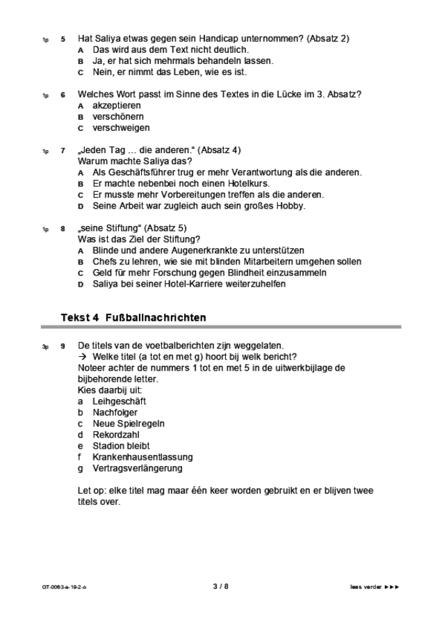 Opgaven examen VMBO GLTL Duits 2019, tijdvak 2. Pagina 3