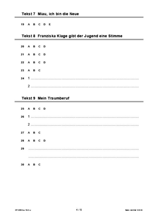 Uitwerkbijlage examen VMBO GLTL Duits 2019, tijdvak 2. Pagina 4