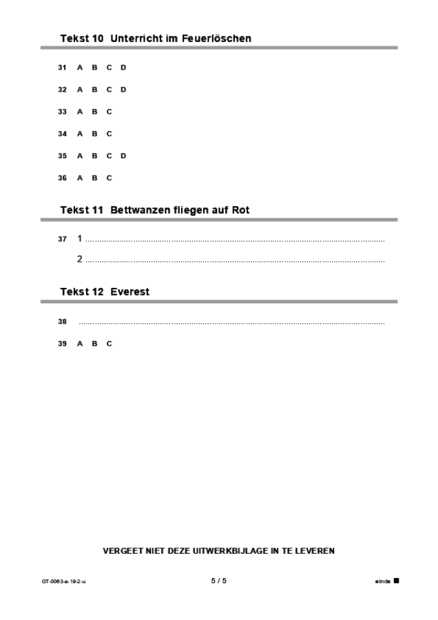 Uitwerkbijlage examen VMBO GLTL Duits 2019, tijdvak 2. Pagina 5
