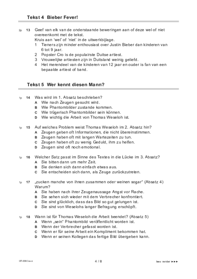 Opgaven examen VMBO GLTL Duits 2021, tijdvak 1. Pagina 4