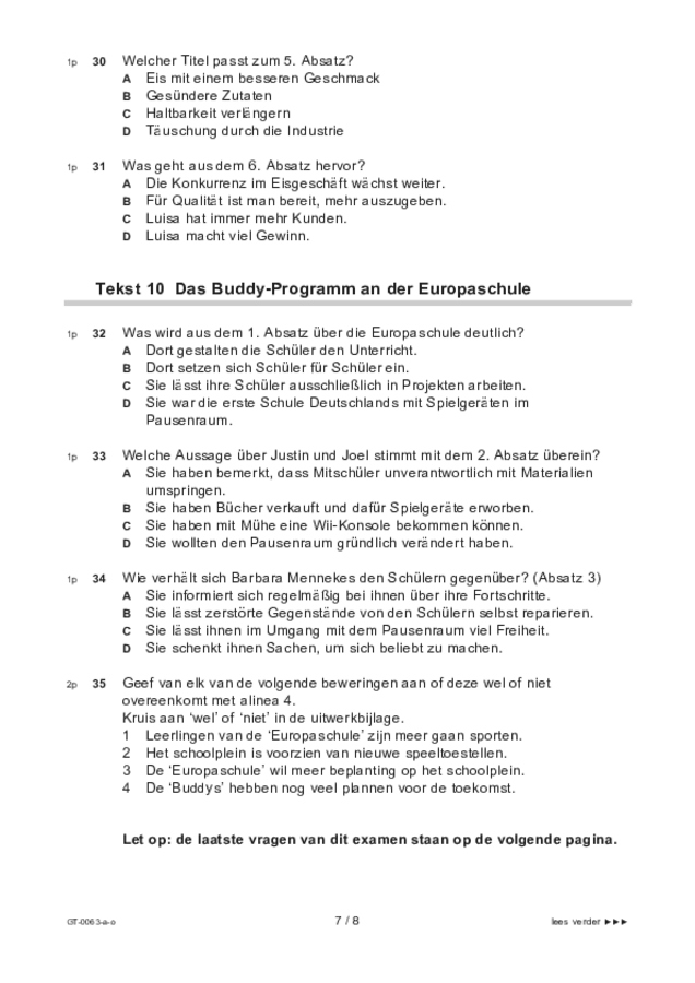 Opgaven examen VMBO GLTL Duits 2021, tijdvak 1. Pagina 7