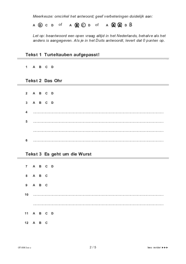 Uitwerkbijlage examen VMBO GLTL Duits 2021, tijdvak 1. Pagina 2
