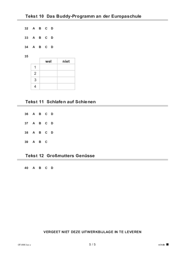 Uitwerkbijlage examen VMBO GLTL Duits 2021, tijdvak 1. Pagina 5