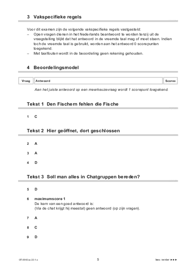 Correctievoorschrift examen VMBO GLTL Duits 2022, tijdvak 1. Pagina 5