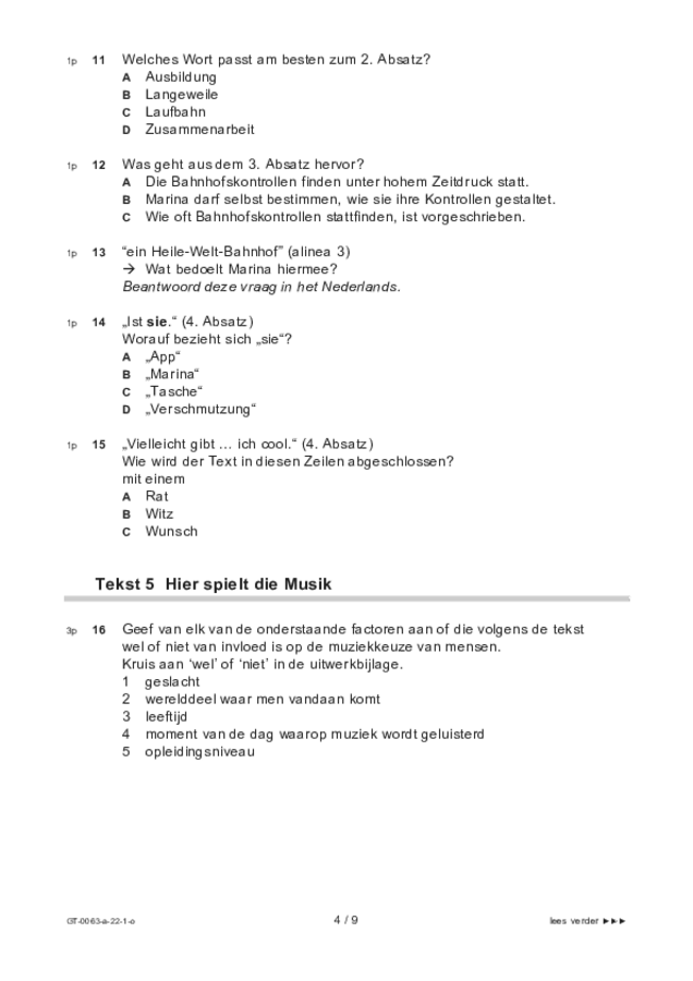 Opgaven examen VMBO GLTL Duits 2022, tijdvak 1. Pagina 4