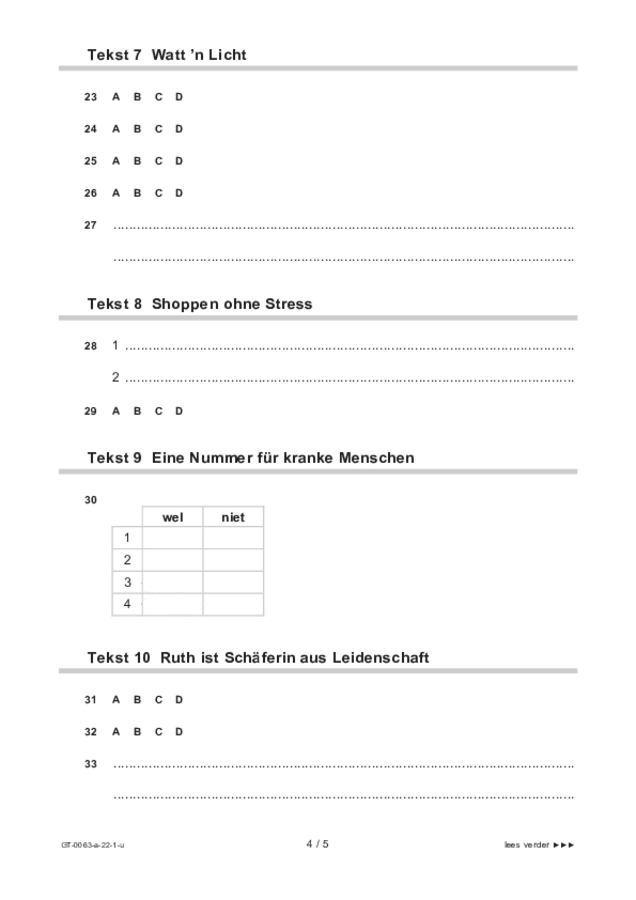 Uitwerkbijlage examen VMBO GLTL Duits 2022, tijdvak 1. Pagina 4