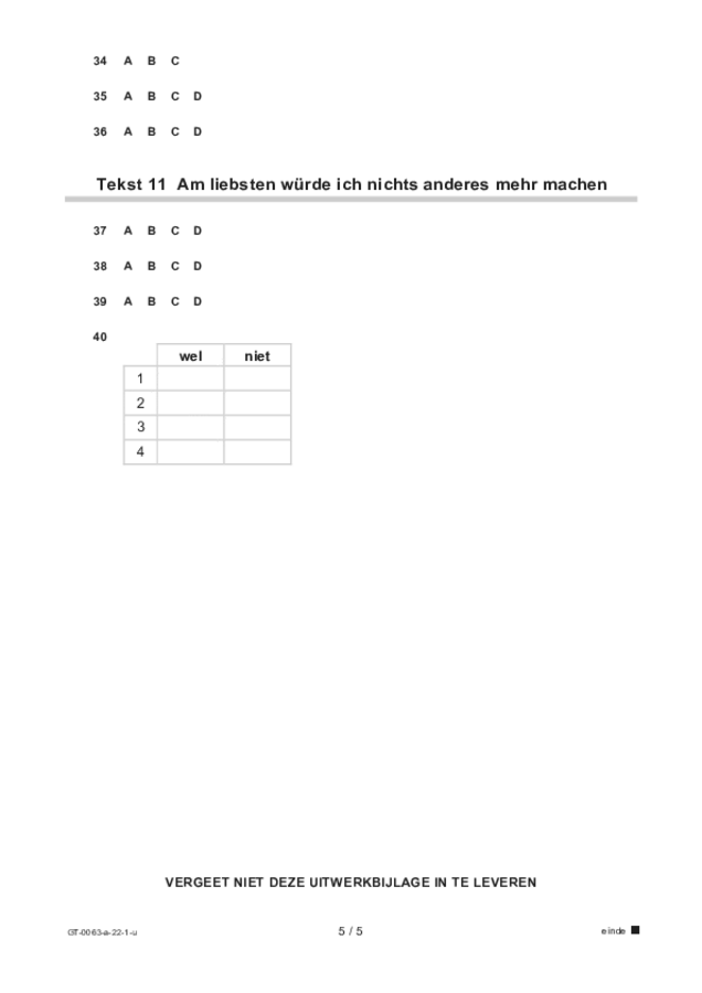 Uitwerkbijlage examen VMBO GLTL Duits 2022, tijdvak 1. Pagina 5