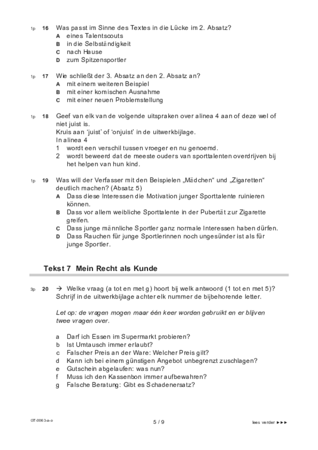 Opgaven examen VMBO GLTL Duits 2022, tijdvak 2. Pagina 5