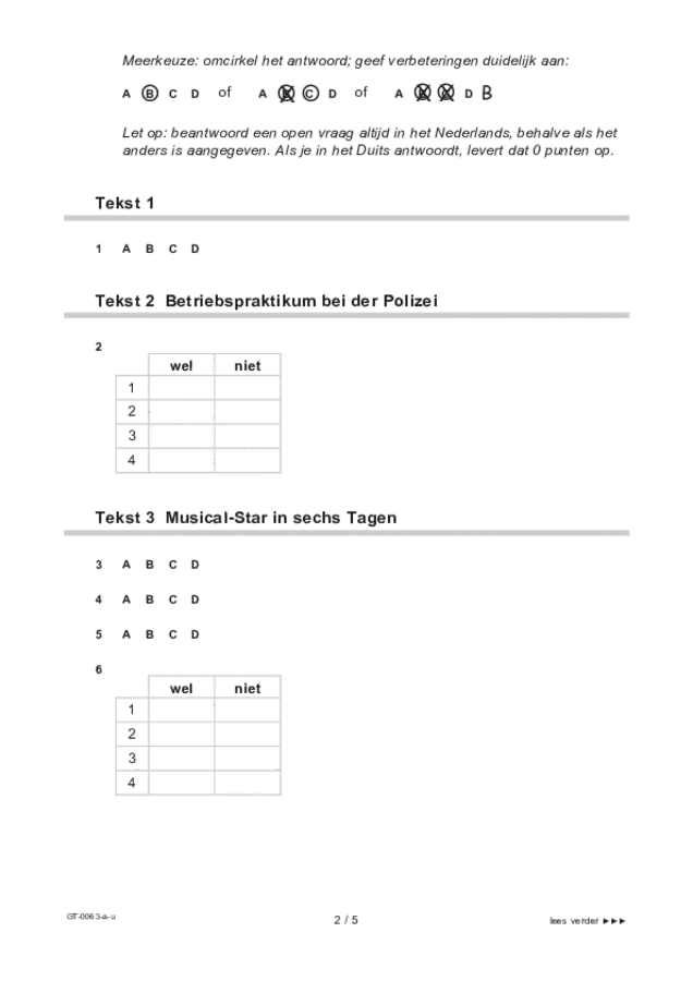 Uitwerkbijlage examen VMBO GLTL Duits 2022, tijdvak 2. Pagina 2