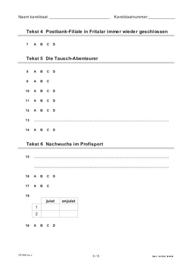 Uitwerkbijlage examen VMBO GLTL Duits 2022, tijdvak 2. Pagina 3