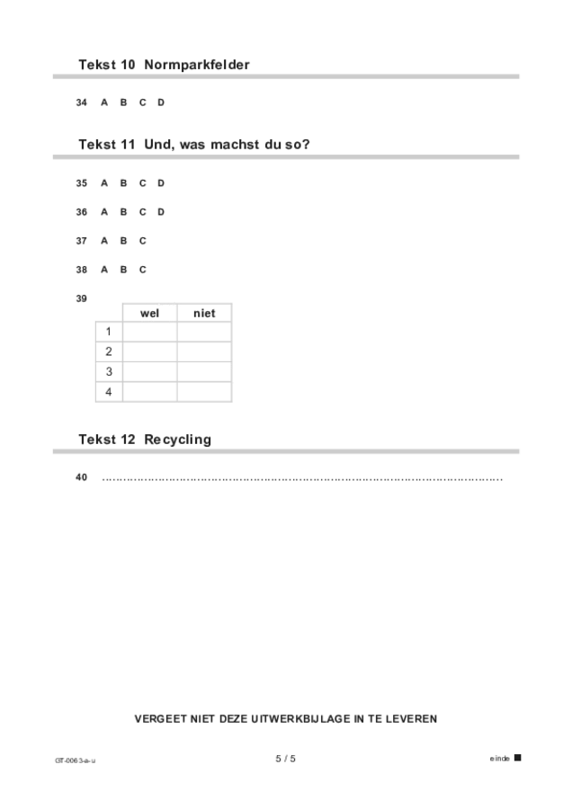 Uitwerkbijlage examen VMBO GLTL Duits 2022, tijdvak 2. Pagina 5