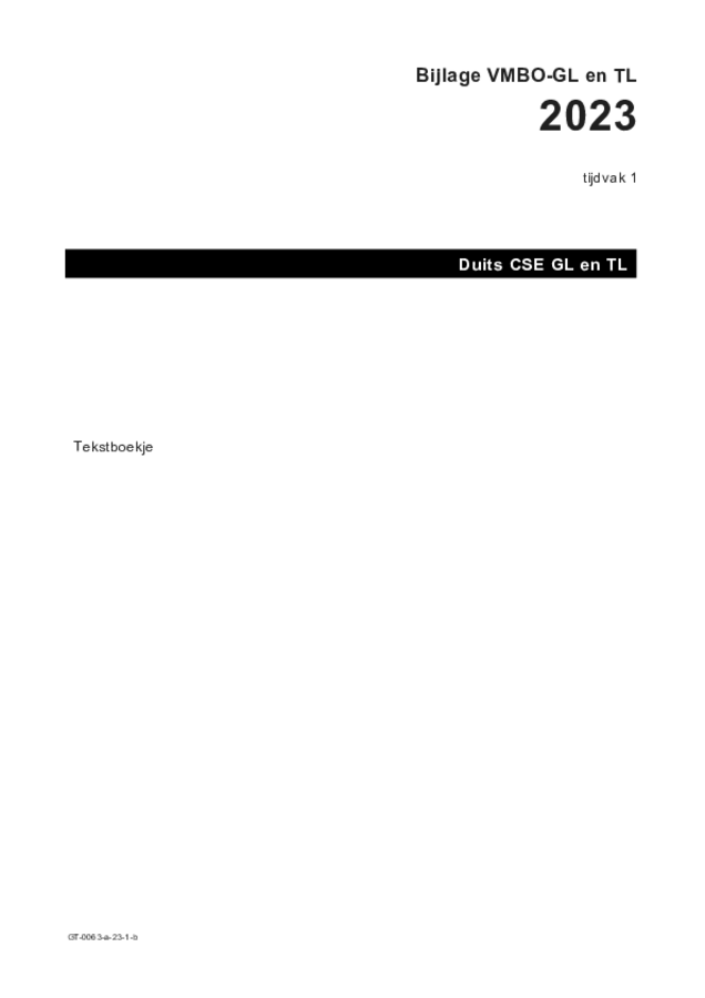 Bijlage examen VMBO GLTL Duits 2023, tijdvak 1. Pagina 1