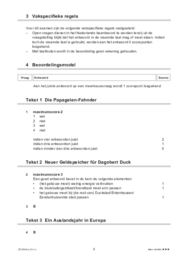 Correctievoorschrift examen VMBO GLTL Duits 2023, tijdvak 1. Pagina 5