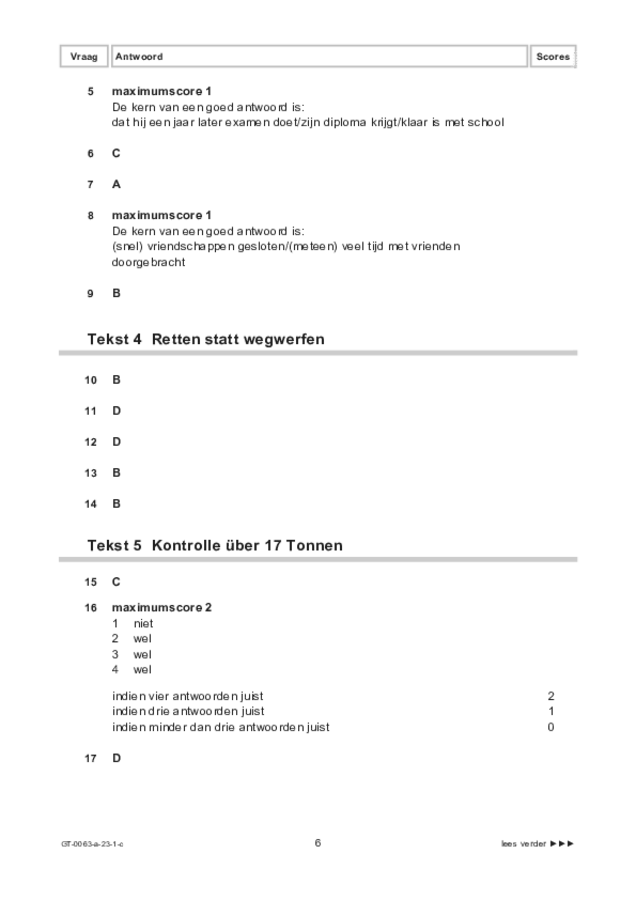 Correctievoorschrift examen VMBO GLTL Duits 2023, tijdvak 1. Pagina 6