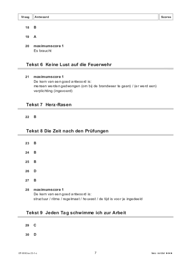 Correctievoorschrift examen VMBO GLTL Duits 2023, tijdvak 1. Pagina 7