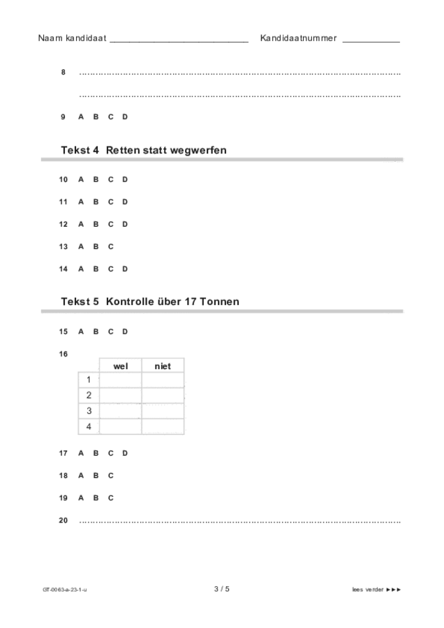 Uitwerkbijlage examen VMBO GLTL Duits 2023, tijdvak 1. Pagina 3