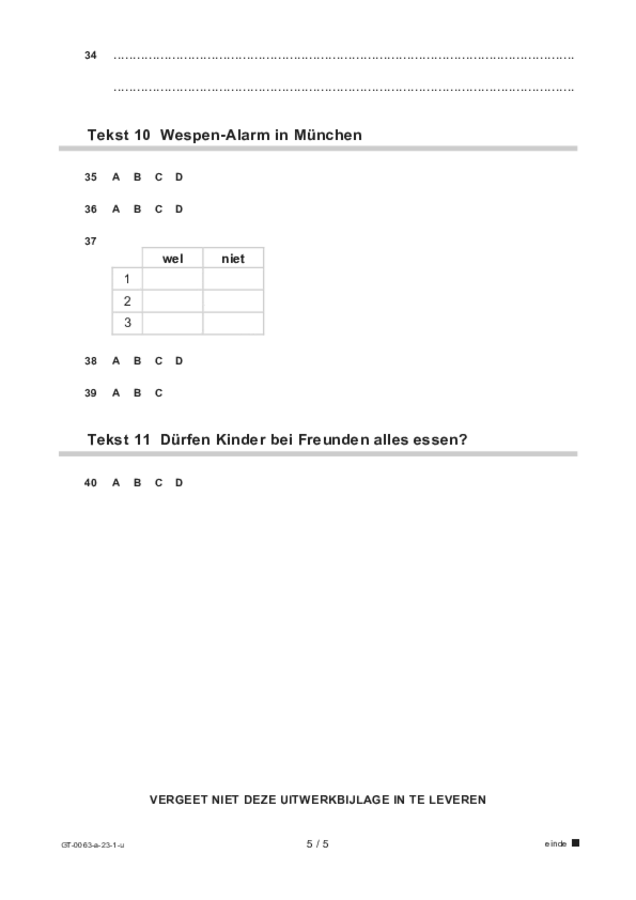 Uitwerkbijlage examen VMBO GLTL Duits 2023, tijdvak 1. Pagina 5