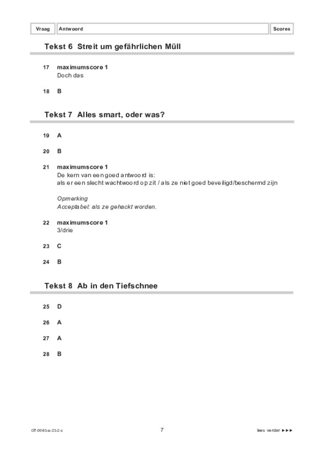 Correctievoorschrift examen VMBO GLTL Duits 2023, tijdvak 2. Pagina 7