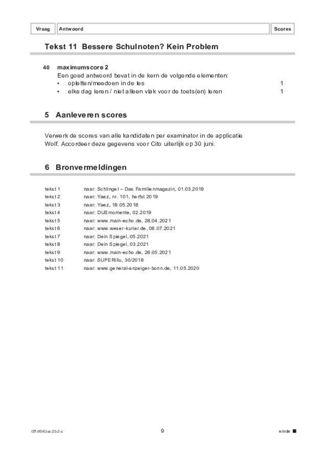 Correctievoorschrift examen VMBO GLTL Duits 2023, tijdvak 2. Pagina 9