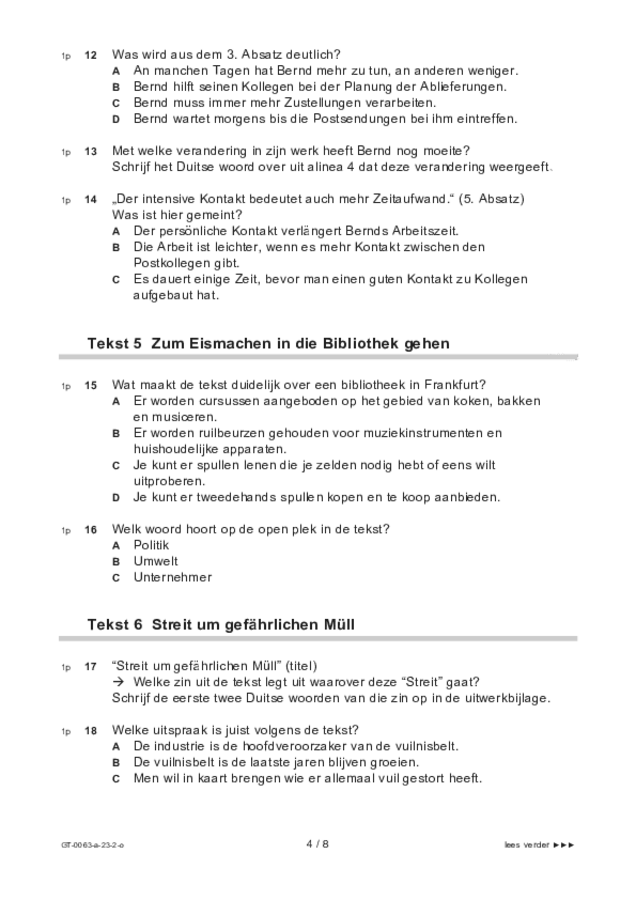 Opgaven examen VMBO GLTL Duits 2023, tijdvak 2. Pagina 4