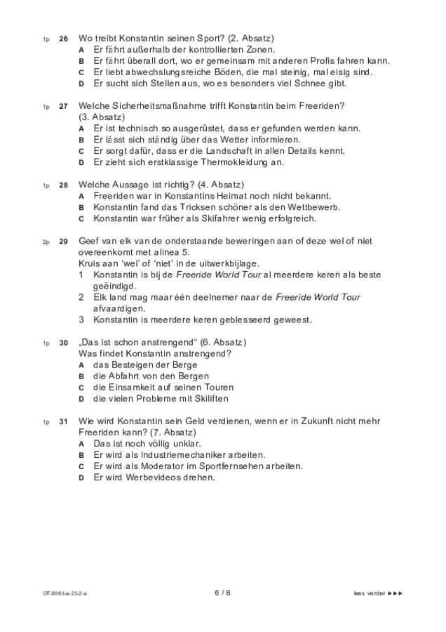 Opgaven examen VMBO GLTL Duits 2023, tijdvak 2. Pagina 6