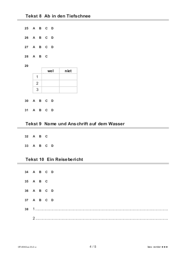 Uitwerkbijlage examen VMBO GLTL Duits 2023, tijdvak 2. Pagina 4