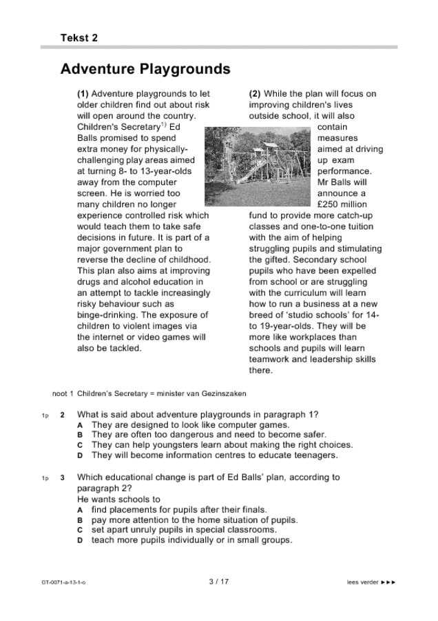 Opgaven examen VMBO GLTL Engels 2013, tijdvak 1. Pagina 3