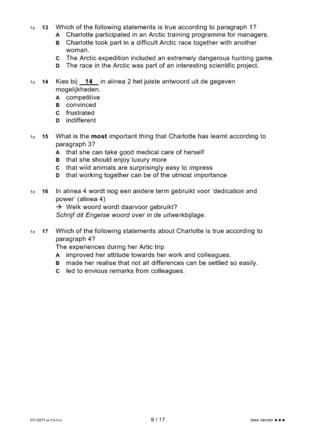 Opgaven examen VMBO GLTL Engels 2013, tijdvak 1. Pagina 9