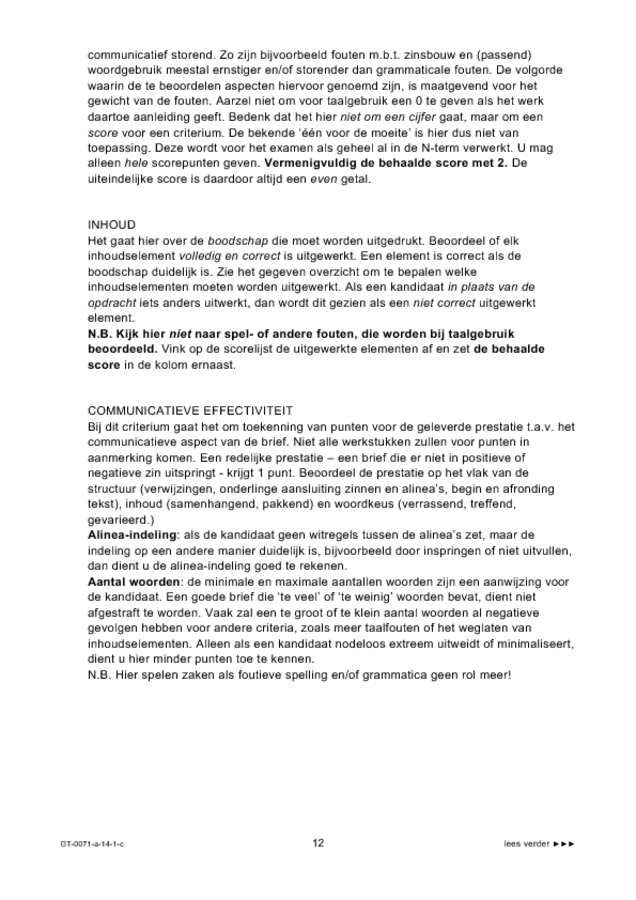 Correctievoorschrift examen VMBO GLTL Engels 2014, tijdvak 1. Pagina 12
