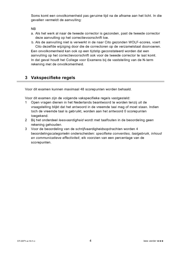 Correctievoorschrift examen VMBO GLTL Engels 2014, tijdvak 1. Pagina 4