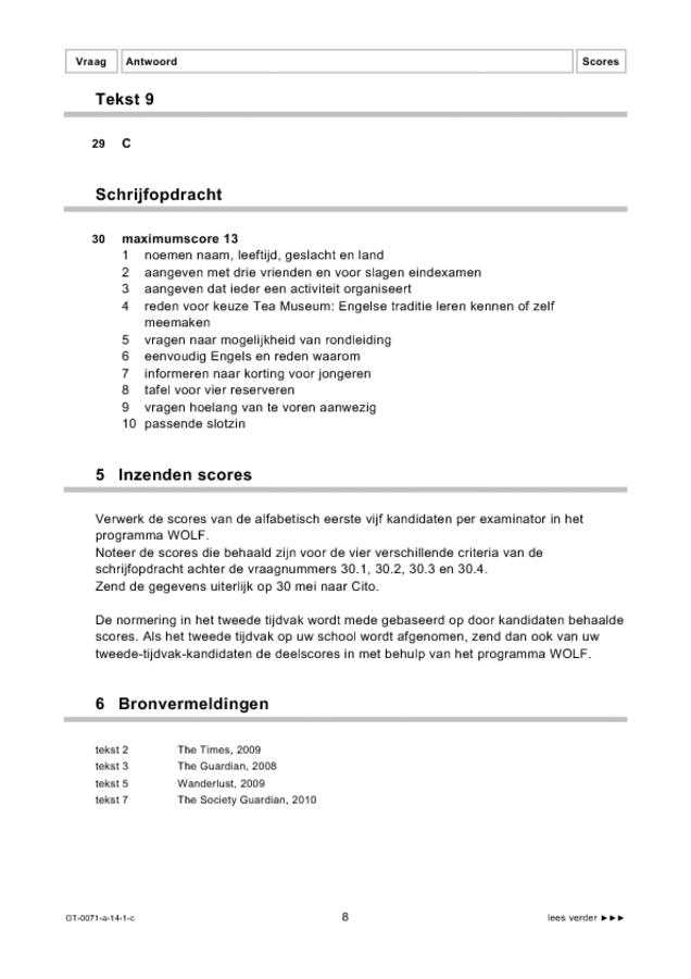 Correctievoorschrift examen VMBO GLTL Engels 2014, tijdvak 1. Pagina 8