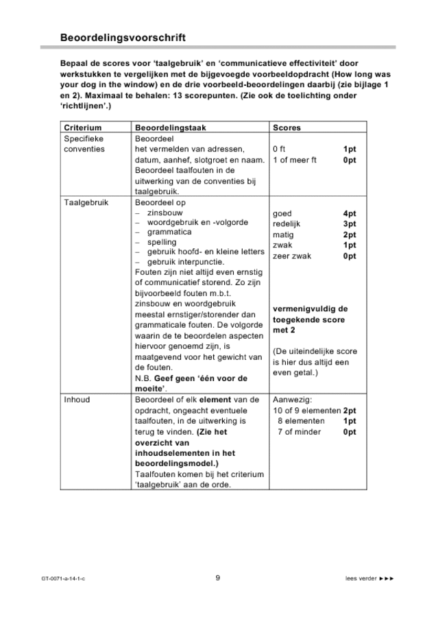 Correctievoorschrift examen VMBO GLTL Engels 2014, tijdvak 1. Pagina 9
