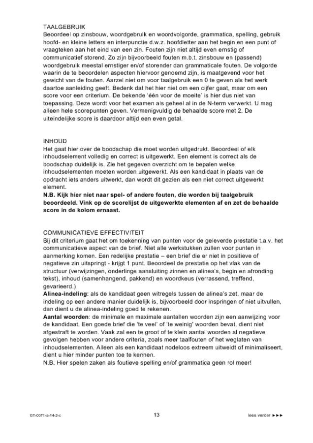 Correctievoorschrift examen VMBO GLTL Engels 2014, tijdvak 2. Pagina 13