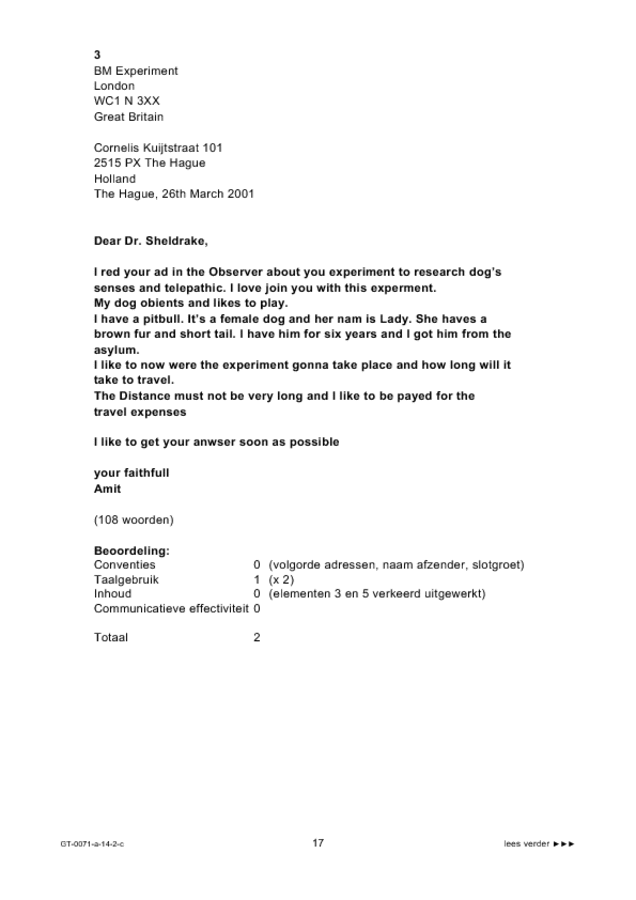 Correctievoorschrift examen VMBO GLTL Engels 2014, tijdvak 2. Pagina 17