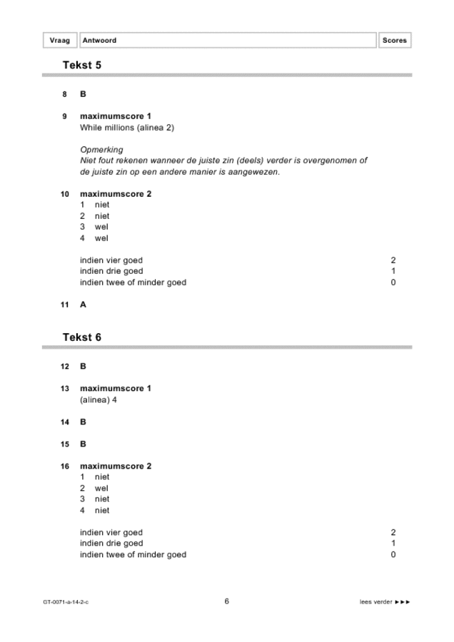 Correctievoorschrift examen VMBO GLTL Engels 2014, tijdvak 2. Pagina 6