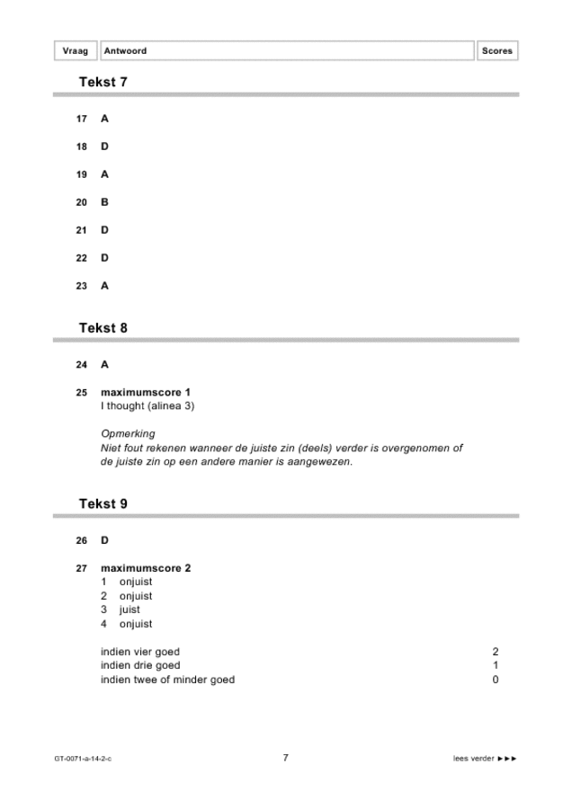 Correctievoorschrift examen VMBO GLTL Engels 2014, tijdvak 2. Pagina 7