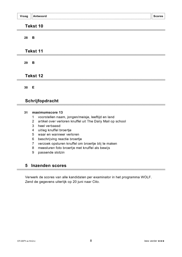 Correctievoorschrift examen VMBO GLTL Engels 2014, tijdvak 2. Pagina 8