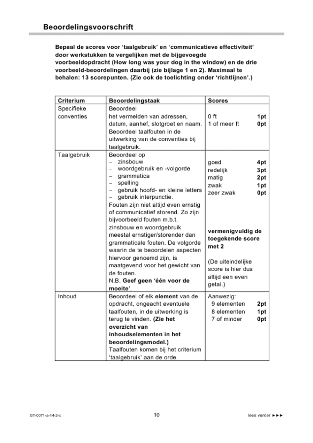 Correctievoorschrift examen VMBO GLTL Engels 2014, tijdvak 2. Pagina 10