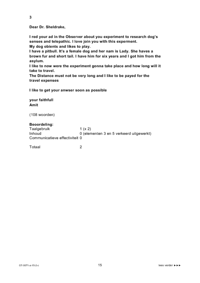 Correctievoorschrift examen VMBO GLTL Engels 2015, tijdvak 2. Pagina 15