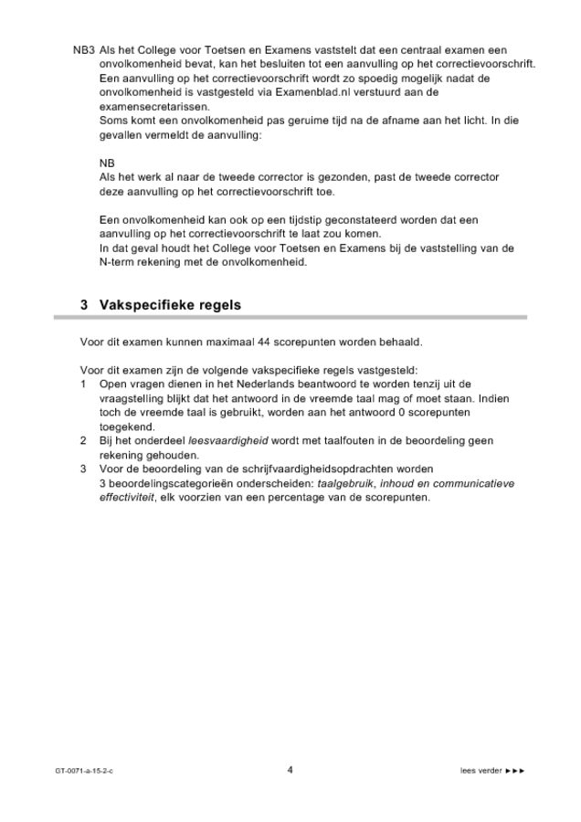 Correctievoorschrift examen VMBO GLTL Engels 2015, tijdvak 2. Pagina 4