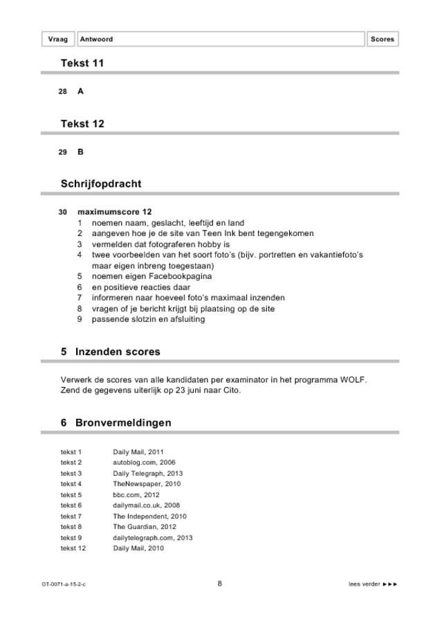 Correctievoorschrift examen VMBO GLTL Engels 2015, tijdvak 2. Pagina 8