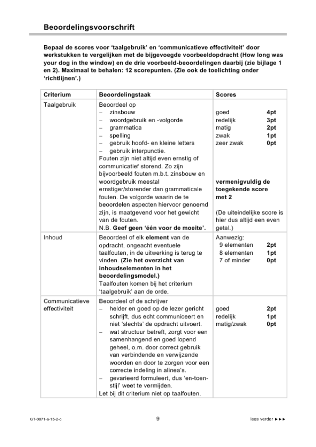 Correctievoorschrift examen VMBO GLTL Engels 2015, tijdvak 2. Pagina 9