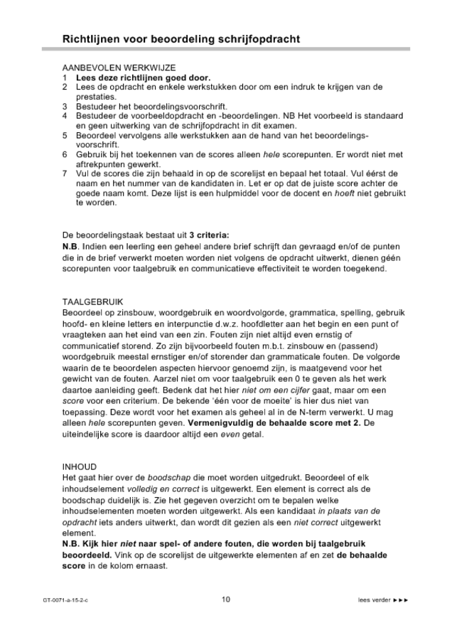 Correctievoorschrift examen VMBO GLTL Engels 2015, tijdvak 2. Pagina 10