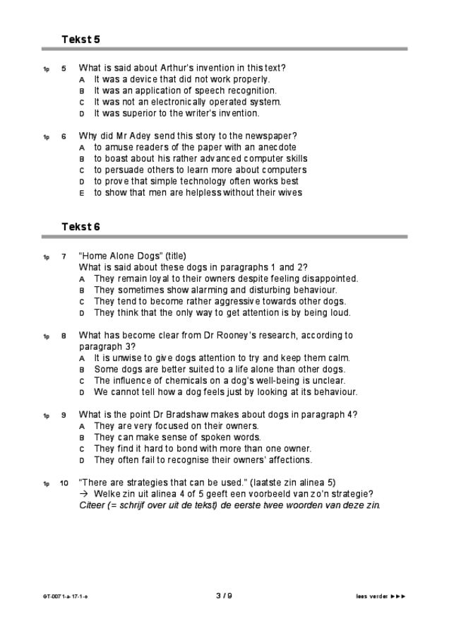 Opgaven examen VMBO GLTL Engels 2017, tijdvak 1. Pagina 3