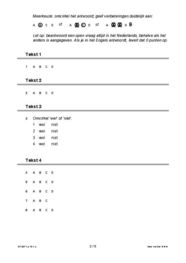 Uitwerkbijlage examen VMBO GLTL Engels 2018, tijdvak 1. Pagina 2