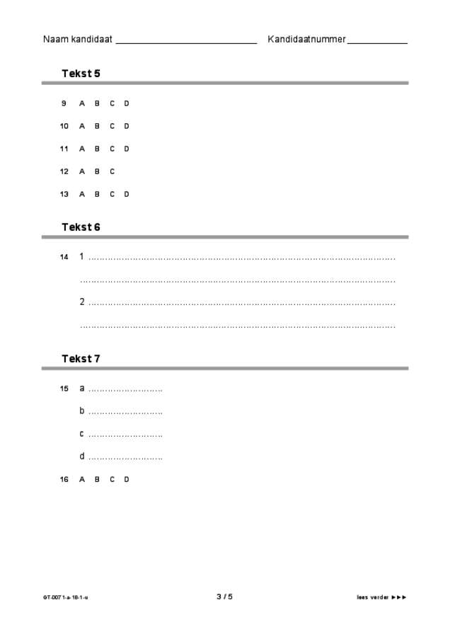 Uitwerkbijlage examen VMBO GLTL Engels 2018, tijdvak 1. Pagina 3